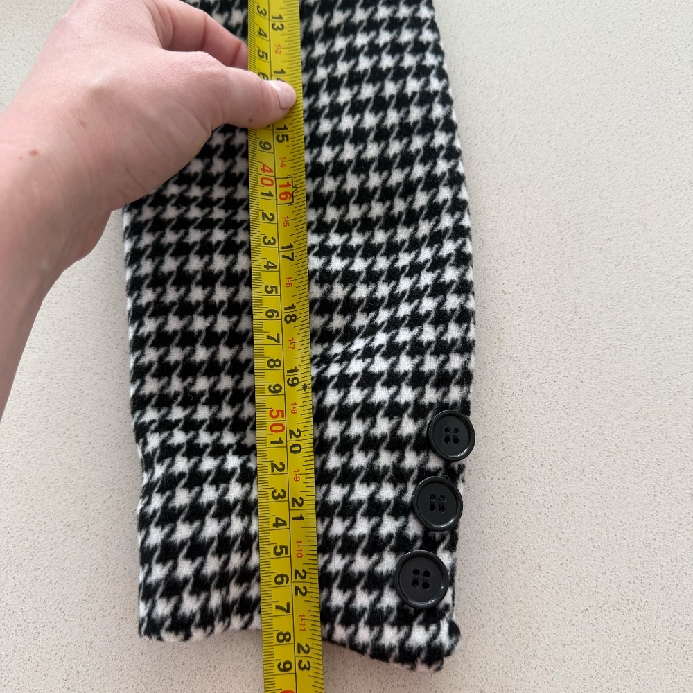 Black White Houndstooth Cropped Blazer & Skirt Set Size S Thick Material - Picture 14 of 16